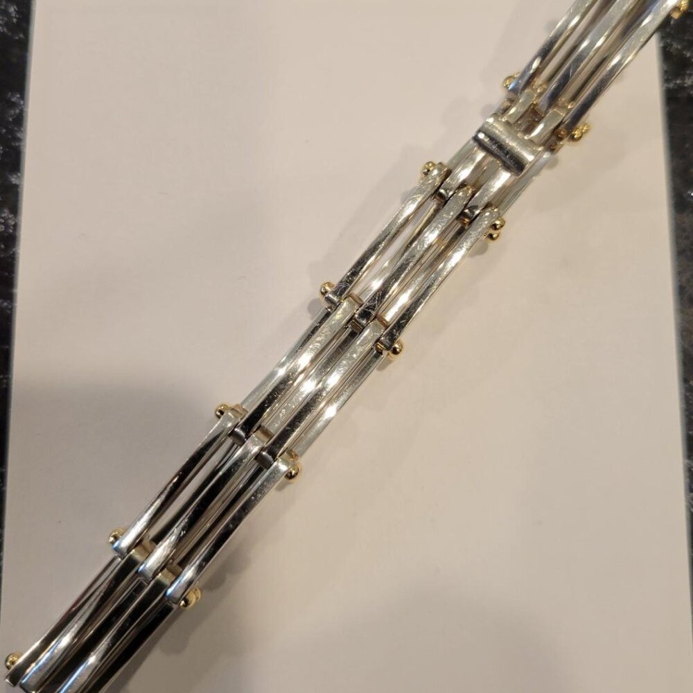 TIFFANY & CO Sterling Silver & 18 Kt Gold Gatelink Bracelet